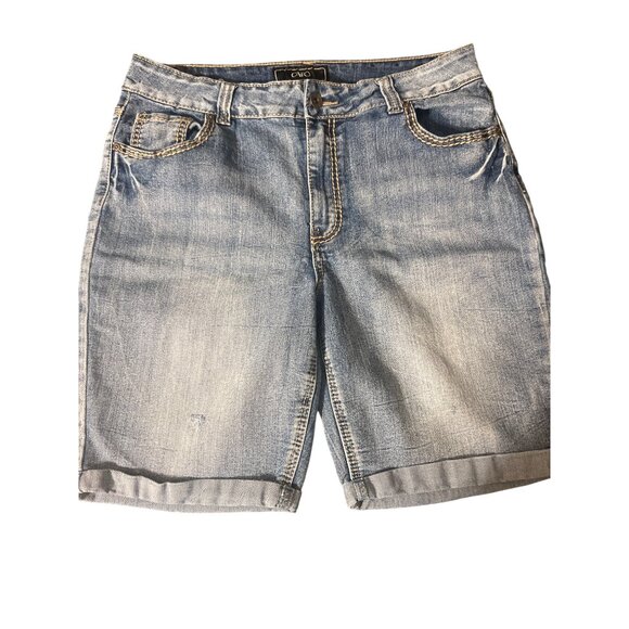 Cato Denim Bermuda Shorts Blue Jean Thick Stitching Studs Back Pocket Sz 14 READ - Picture 1 of 5